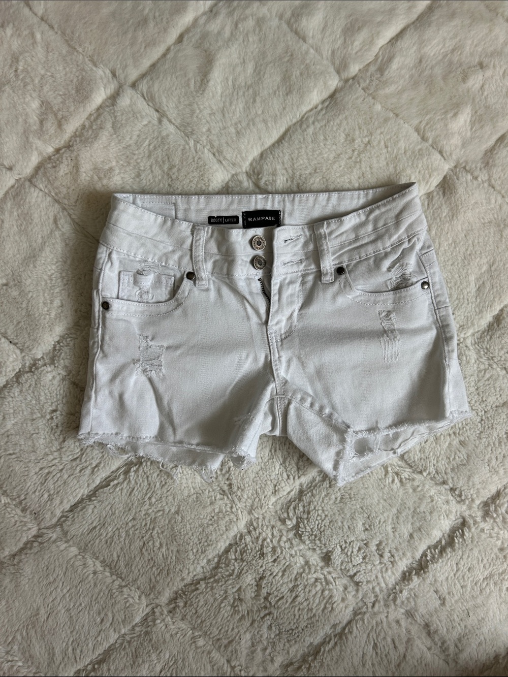 Rampage Booty Lifter White Distressed Denim Cutoff Shorts
